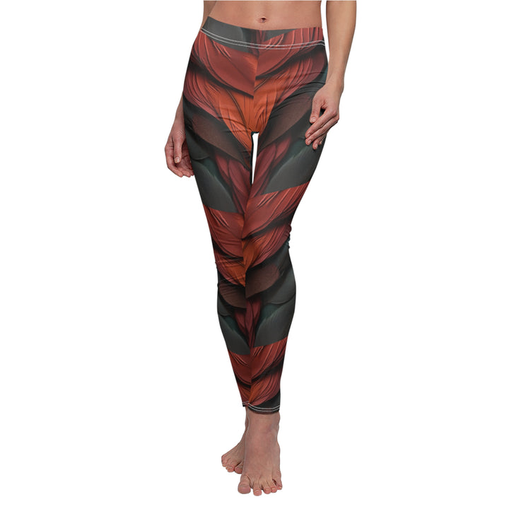 Ornate Scarlet Macaw feather Women's Casual Leggings