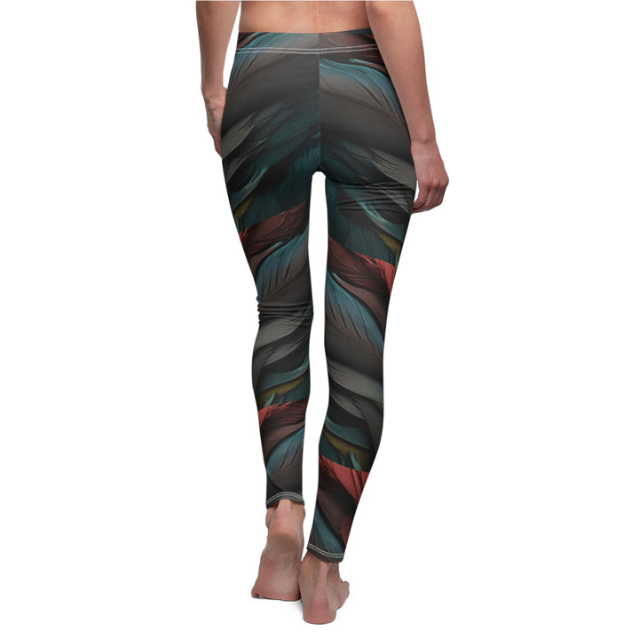 Ornate Scarlet Macaw feather Women's Casual Leggings