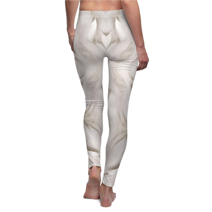 White Feathers Women's Casual Leggings