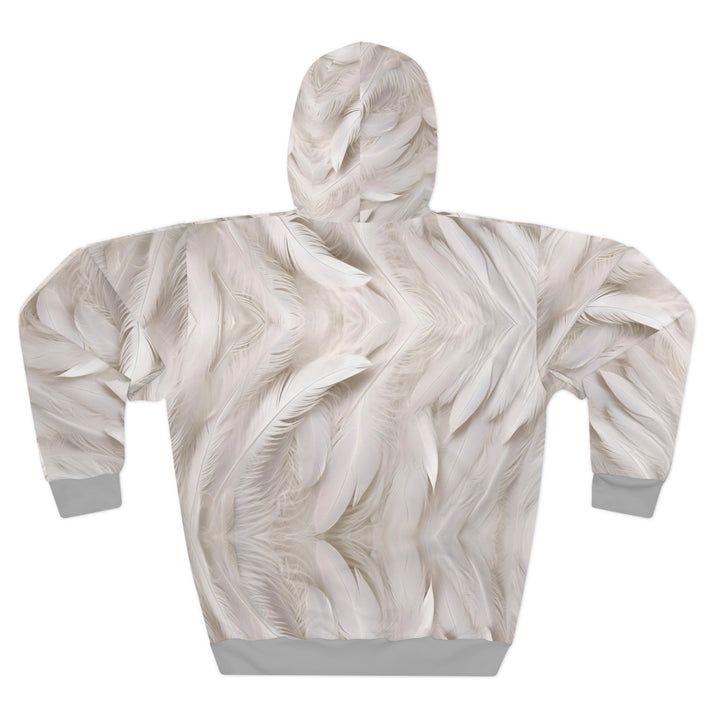 Luxurious White Feather-pattern Unisex Pullover Hoodie