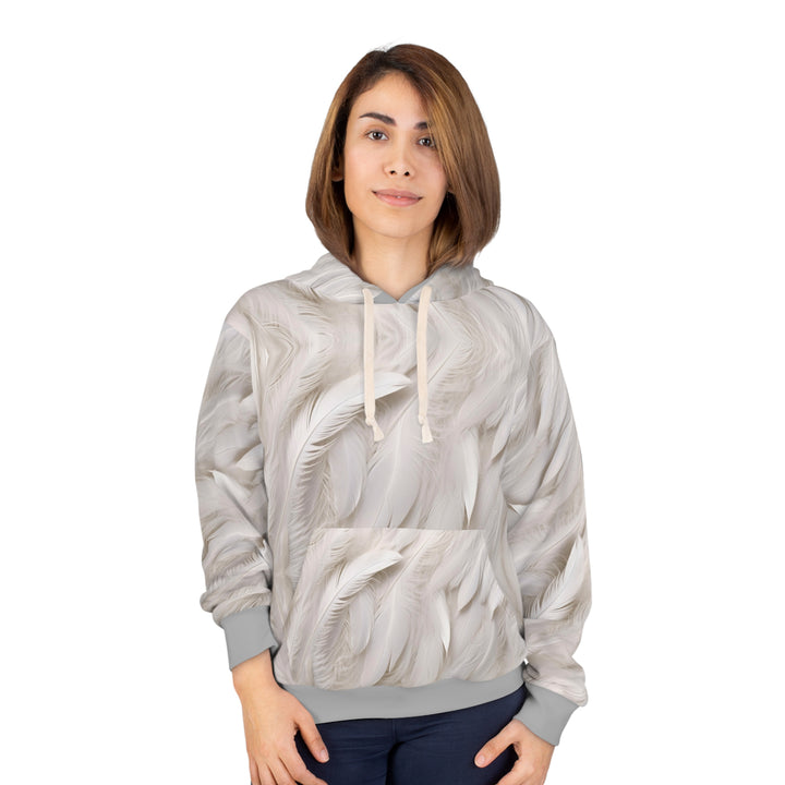 Luxurious White Feather-pattern Unisex Pullover Hoodie