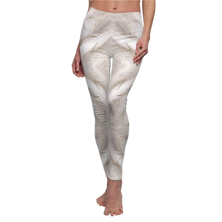 White Feathers Women's Casual Leggings