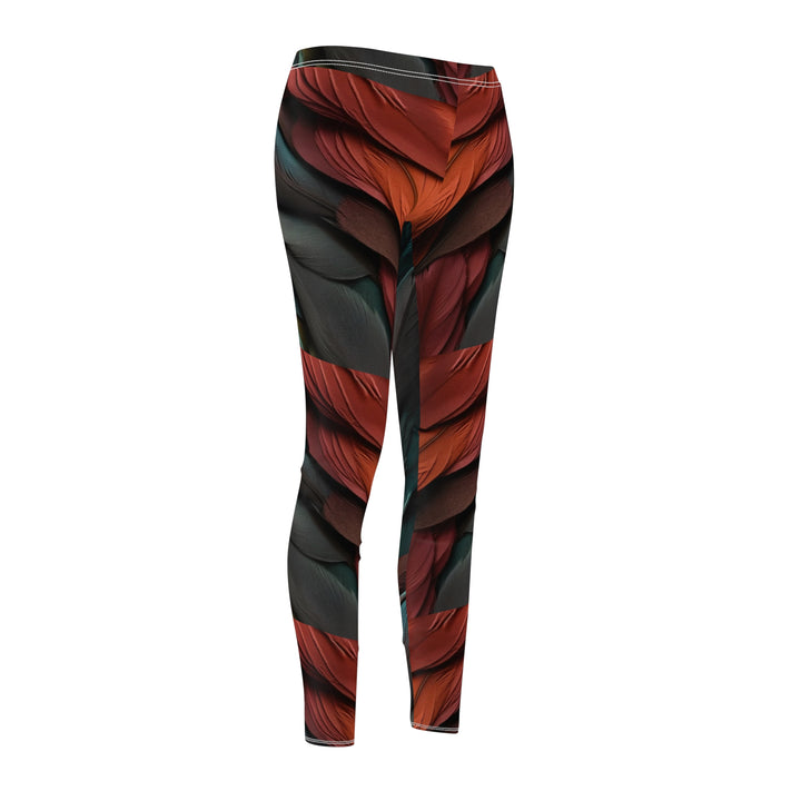 Ornate Scarlet Macaw feather Women's Casual Leggings