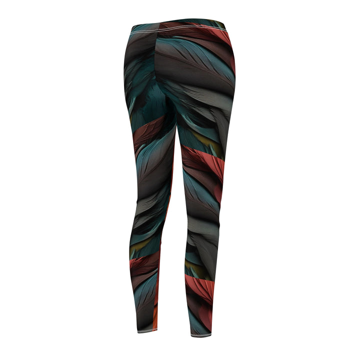 Ornate Scarlet Macaw feather Women's Casual Leggings