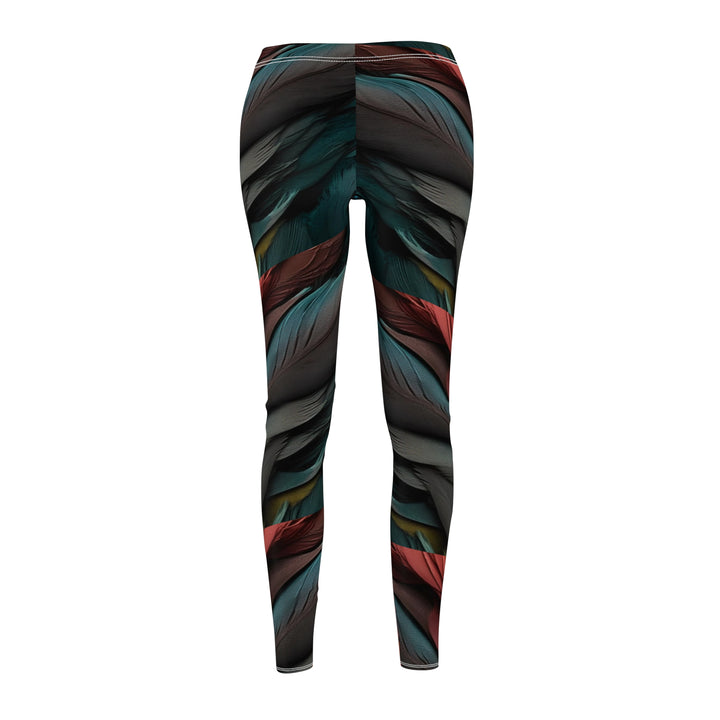 Ornate Scarlet Macaw feather Women's Casual Leggings