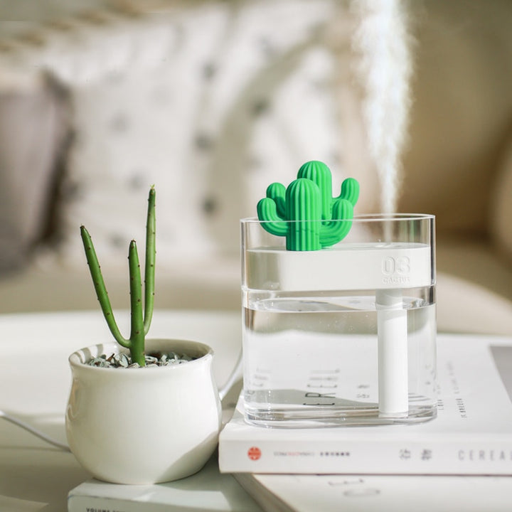 160ML Ultrasonic Air Humidifier Clear Cactus Color Light USB Essential Oil Diffuser Car Purifier Aroma Diffusor Anion Mist Maker